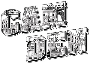 A Typographic Journey Through Camden: Illustrating the Borough's Essence in Monochrome