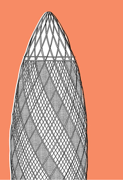 The Gherkin Screen print Illustration Jitesh Patel