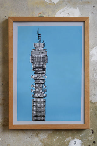 BT Tower Screen print Illustration Jitesh Patel