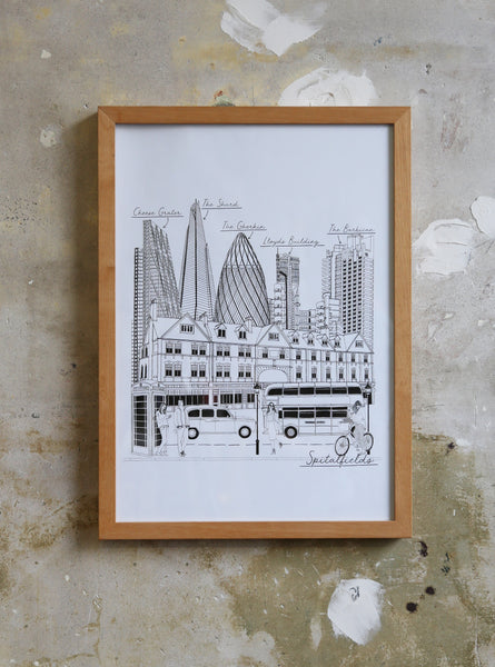 Spitalfields London Scene Drawing Illustration Jitesh Patel