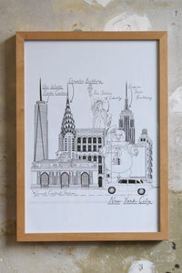 New York Scene Drawing illustration Jitesh Patel