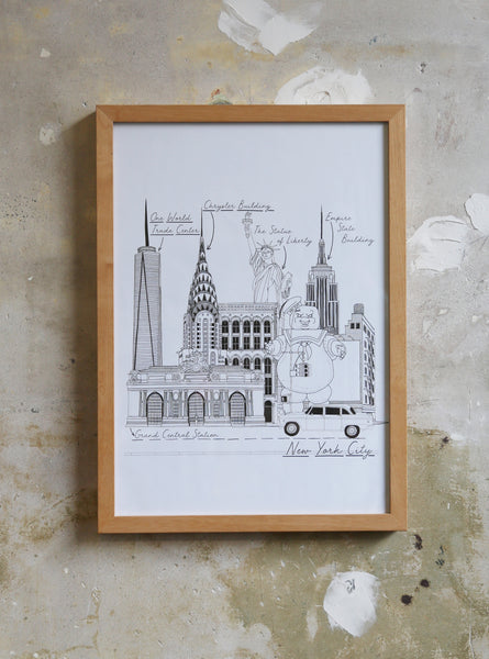 New York Scene Drawing illustration Jitesh Patel