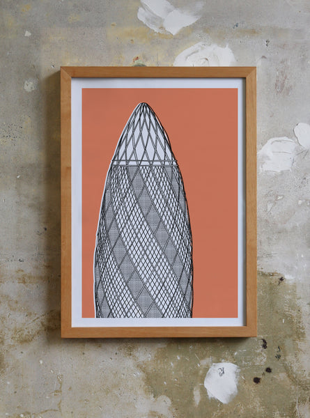 The Gherkin Screen print Illustration Jitesh Patel