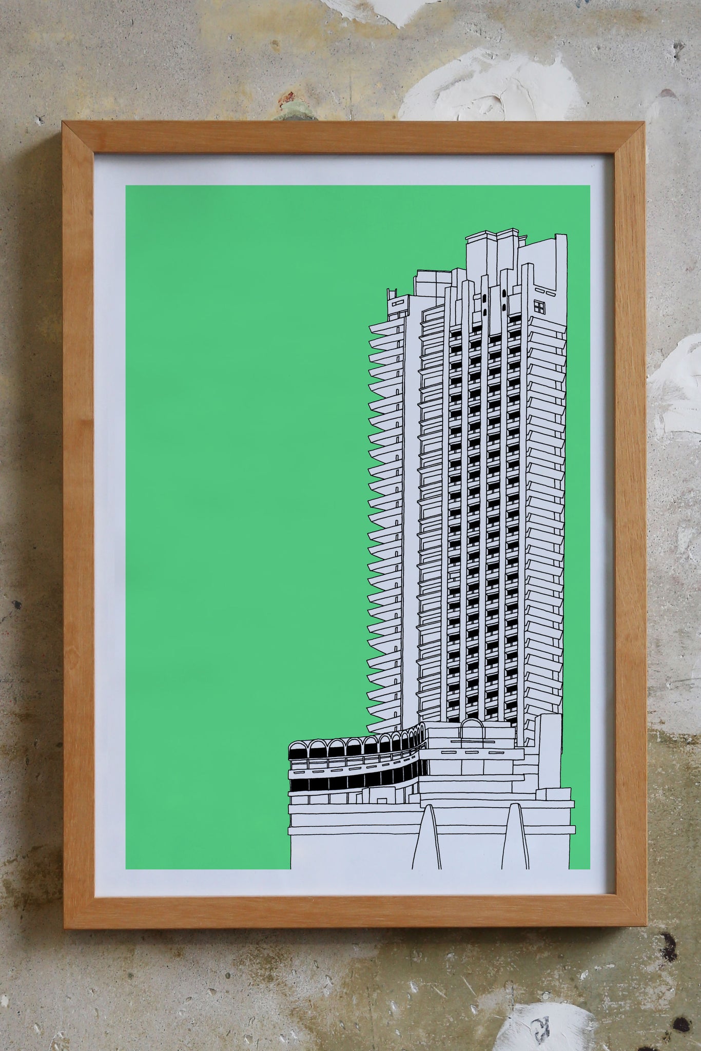 Barbican Tower Screen print Illustration Jitesh Patel