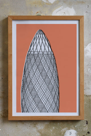 The Gherkin Screen print Illustration Jitesh Patel