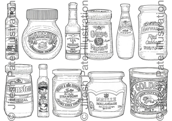 Condiment Drawing Study illustration Jitesh Patel